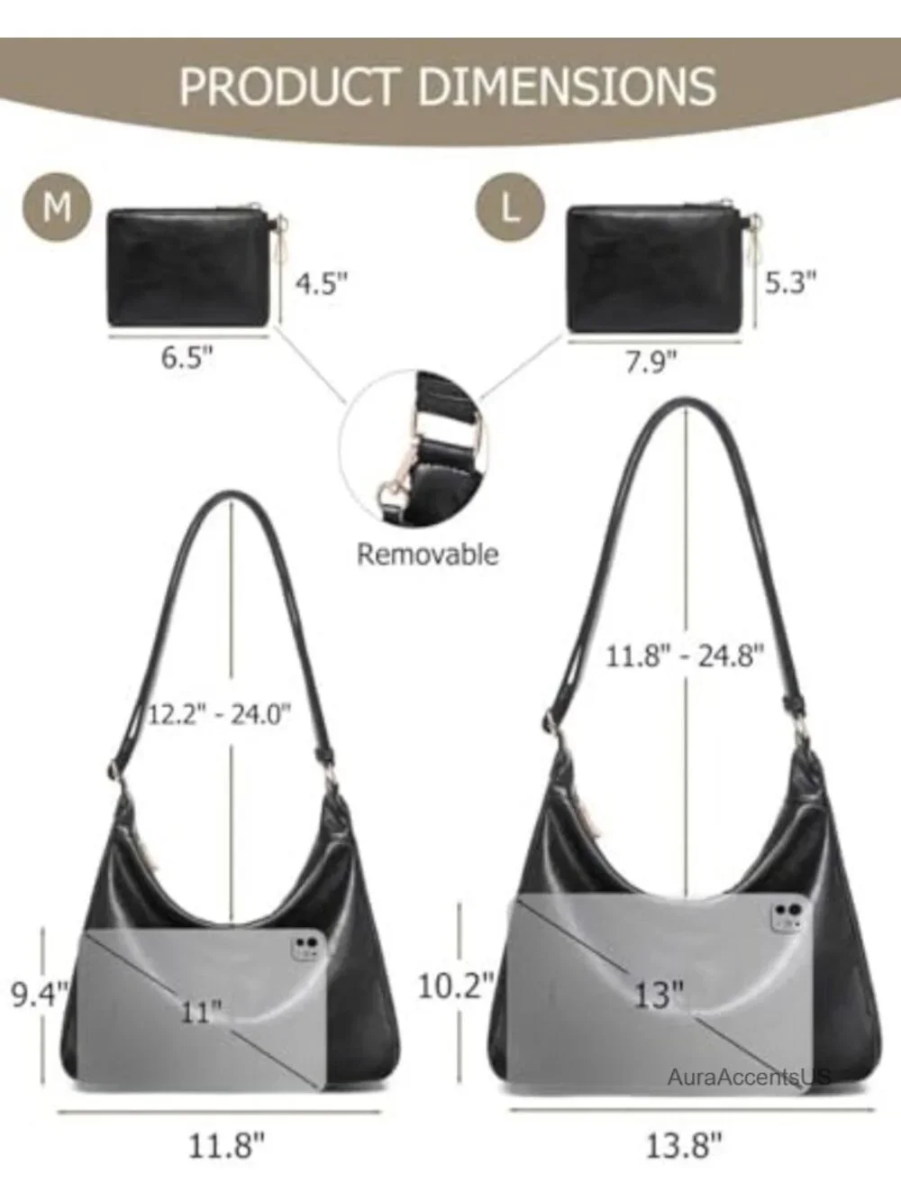 Hobo Bag for Women Slouchy Soft Vegan Leather Shoulder Crossbody Handbag with